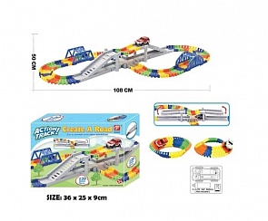 Гибкий трек из серии Город, 120 элементов и машинка (Junfa Toys, 1307)